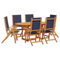 Berkfield 7 Piece Garden Dining Set Solid Wood Acacia And Textilene - thumbnail 2