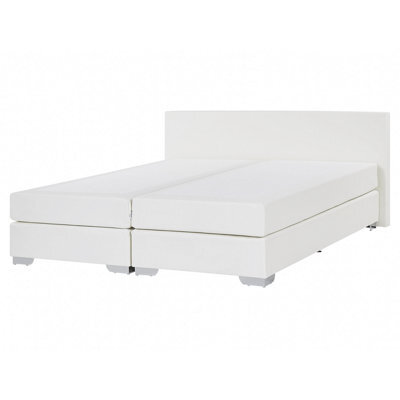 Beliani Divan Bed Faux Leather President 160 X 200 Cm (Eu King Size) White - image 1