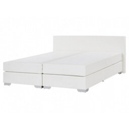 Beliani Divan Bed Faux Leather President 160 X 200 Cm (Eu King Size) White - thumbnail 1