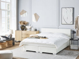 Beliani Divan Bed Faux Leather President 160 X 200 Cm (Eu King Size) White - thumbnail 2
