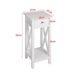 Living And Home White Wooden One Drawer Bedside Table For Living Room 27Cm W X 27Cm D X 66Cm H - thumbnail 7