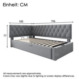Single Velvet Ottoman Daybed With Hydraulic Storage - thumbnail 2