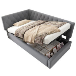 Single Velvet Ottoman Daybed With Hydraulic Storage - thumbnail 7