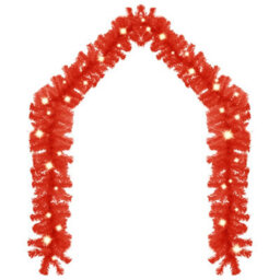 Berkfield Modern Christmas Garland With Led Lights 5 M Red - thumbnail 1