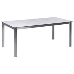 Beliani Garden Dining Set 6 Seater Cosoleto/grosseto Tempered Glass Marble Effect White Marble - thumbnail 5