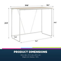 Alphason Dorel Home Dante Writing Desk In Natural / Metal Frame - thumbnail 8