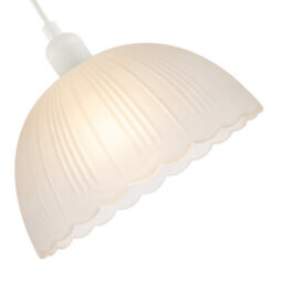 Happy Homewares Classic Frosted White Pendant Shade With Fluted Edge And Etched Lines - thumbnail 4