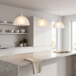 Happy Homewares Classic Frosted White Pendant Shade With Fluted Edge And Etched Lines - thumbnail 6