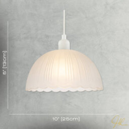 Happy Homewares Classic Frosted White Pendant Shade With Fluted Edge And Etched Lines - thumbnail 7