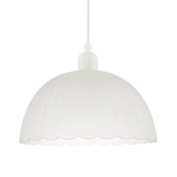 Happy Homewares Classic Frosted White Pendant Shade With Fluted Edge And Etched Lines - thumbnail 2