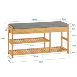 Sobuy Fsr47-N, Bamboo Shoe Rack Shoe Bench With Seat Cushion,wood Shoe Storage Bench Organizer,w90Xd30Xh45 - thumbnail 3