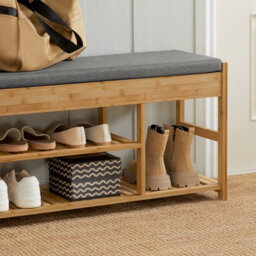 Sobuy Fsr47-N, Bamboo Shoe Rack Shoe Bench With Seat Cushion,wood Shoe Storage Bench Organizer,w90Xd30Xh45 - thumbnail 5