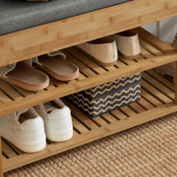 Sobuy Fsr47-N, Bamboo Shoe Rack Shoe Bench With Seat Cushion,wood Shoe Storage Bench Organizer,w90Xd30Xh45 - thumbnail 6