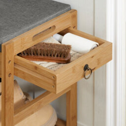 Sobuy Fsr47-N, Bamboo Shoe Rack Shoe Bench With Seat Cushion,wood Shoe Storage Bench Organizer,w90Xd30Xh45 - thumbnail 9