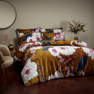 Paoletti Kyoto Floral 100% Cotton Duvet Cover Set, Single, Yellow - image 1