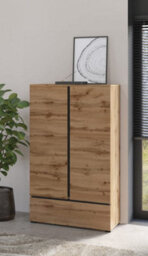 Arte Kross Highboard Cabinet 89Cm In Rustic Oak Wotan - Compact Storage Unit With Doors, Shelves, And Drawer - thumbnail 3
