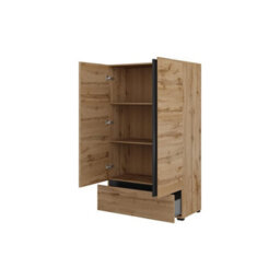 Arte Kross Highboard Cabinet 89Cm In Rustic Oak Wotan - Compact Storage Unit With Doors, Shelves, And Drawer - thumbnail 2