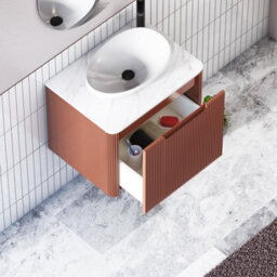 Royal Bathrooms Avenza 600mm Terracotta Clay Wall Hung Bathroom Countertop Vanity Unit 1 Drawer With Nova Basin - thumbnail 5