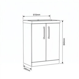 Balterley Bramshall Contemporary Bathroom Floor Standing 2-Door Vanity & Mid-Edge Basin, Solace Oak, 600mm - thumbnail 5