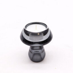 Serenityy Mushroom Flip Dinner Candle Tealight Holder Midnight Grey - Glass, 190G - thumbnail 3