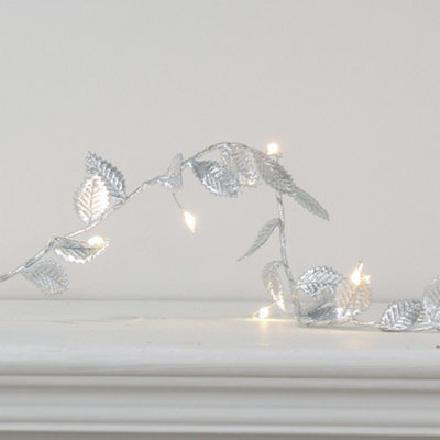 Dibor Silver Leaves Pre-Lit String Xmas Table Decoration Christmas Garland - 200Cm - image 1