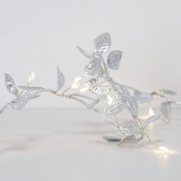 Dibor Silver Leaves Pre-Lit String Xmas Table Decoration Christmas Garland - 200Cm - thumbnail 4