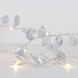 Dibor Silver Leaves Pre-Lit String Xmas Table Decoration Christmas Garland - 200Cm - thumbnail 3