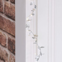 Dibor Silver Leaves Pre-Lit String Xmas Table Decoration Christmas Garland - 200Cm - thumbnail 2