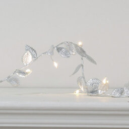 Dibor Silver Leaves Pre-Lit String Xmas Table Decoration Christmas Garland - 200Cm