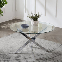 Home Detail Leon 120Cm Round Glass Dining Table With Silver Legs - thumbnail 1