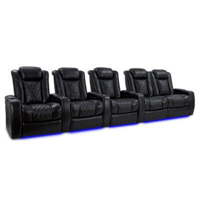 Valencia Tuscany Xl Home Theater Seating Row Of 5 Loveseat Right Midnight Black Nappa Leather Power Headrest - image 1