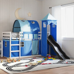 Berkfield Bunk Bed Without Mattress With Slide And Curtains Blue 90X190 Cm Single - thumbnail 1