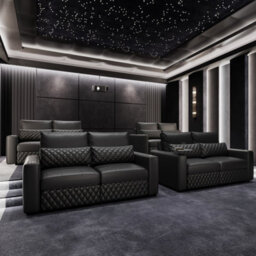 Valencia Pisa Top Grain Nappa 11000 Leather Lounge Sectional Three Seats Sofa With 3 Ottomans Black Removable Cushions - thumbnail 7