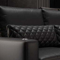 Valencia Pisa Top Grain Nappa 11000 Leather Lounge Sectional Three Seats Sofa With 3 Ottomans Black Removable Cushions - thumbnail 9