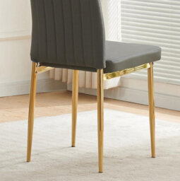 Furnizone UK Set Of 2 Dining Chairs - Glitz Modern Dining Chairs - Grey Faux Leather Gold Legs Dining Chairs - Kitchen Dining Room Chairs - thumbnail 3
