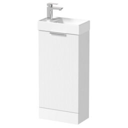Affine Bathroom Vanity Unit Basin Sink Free Standing 400mm Door Cabinet Storage White - thumbnail 5