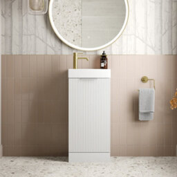 Aveli Bathroom Vanity Unit Basin Sink Free Standing 400mm Door Cabinet Storage White
