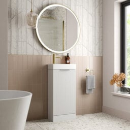 Affine Bathroom Vanity Unit Basin Sink Free Standing 400mm Door Cabinet Storage White - thumbnail 4