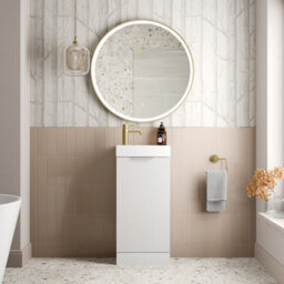 Affine Bathroom Vanity Unit Basin Sink Free Standing 400mm Door Cabinet Storage White - thumbnail 2