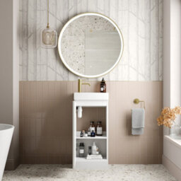 Affine Bathroom Vanity Unit Basin Sink Free Standing 400mm Door Cabinet Storage White - thumbnail 3