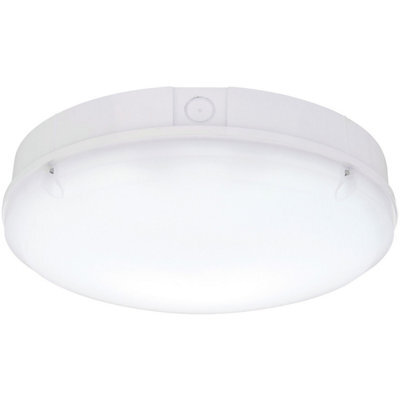 Gloss White Ip65 Bulkhead Light - 18W Cct Smd Led Module - Microwave Sensor - image 1