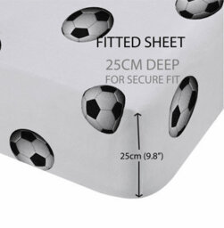 Catherine Lansfield Kids Bedroom Football Fitted Sheet 25Cm Depth Black And White - thumbnail 3