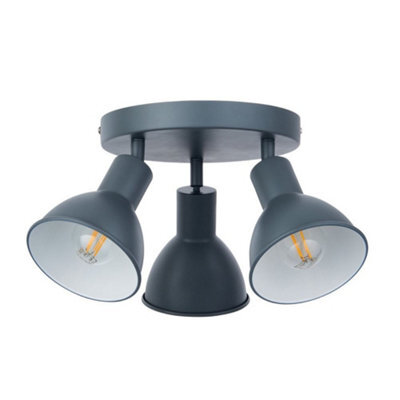 First Choice Lighting Hawkins - Charcoal 3 Way Adjustable Round Ceiling Spotlight - image 1