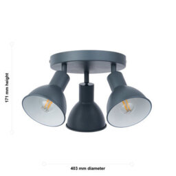 First Choice Lighting Hawkins - Charcoal 3 Way Adjustable Round Ceiling Spotlight - thumbnail 6