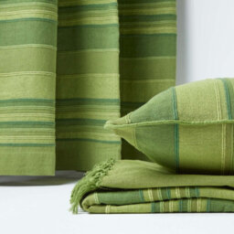 Homescapes Cotton Striped Green Cushion Cover Morocco , 45 X 45 Cm - thumbnail 5