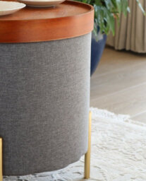 Aspect Furniture Valentine Round Ottoman With Tray Top (Dark Grey Faux Linen) - thumbnail 7