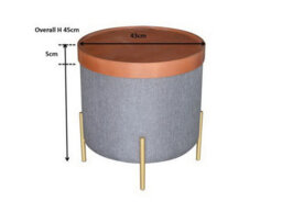 Aspect Furniture Valentine Round Ottoman With Tray Top (Dark Grey Faux Linen) - thumbnail 4