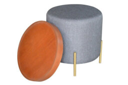 Aspect Furniture Valentine Round Ottoman With Tray Top (Dark Grey Faux Linen) - thumbnail 3