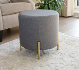 Aspect Furniture Valentine Round Ottoman With Tray Top (Dark Grey Faux Linen) - thumbnail 6