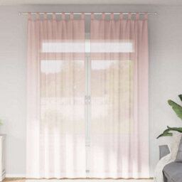 Berkfield Voile Curtains With Rod Pockets 2 Pcs Light Pink - thumbnail 1